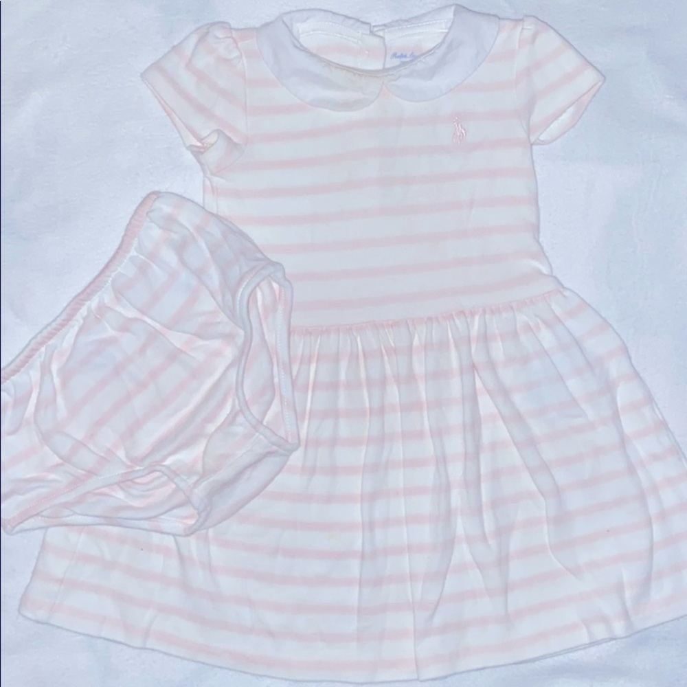 RL Short sleeve pink stripped dress with bloomers